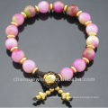 Hand Craft Tingida Pink Jade 8MM Pulseira Pulseira Redonda Vners SB-0266